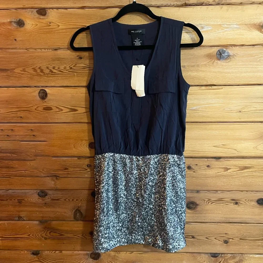 NWT MM Couture By Miss Me Dress Sequin Gray Dress Small - Picture 6 of 6
